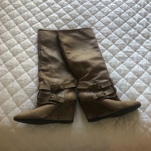 Leather Wedge Boots